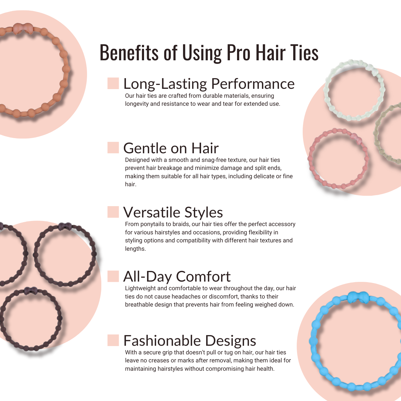 Autumn Spice Pack Pro Hair Ties: Easy Release justerbar för varje hårtypspaket med 4