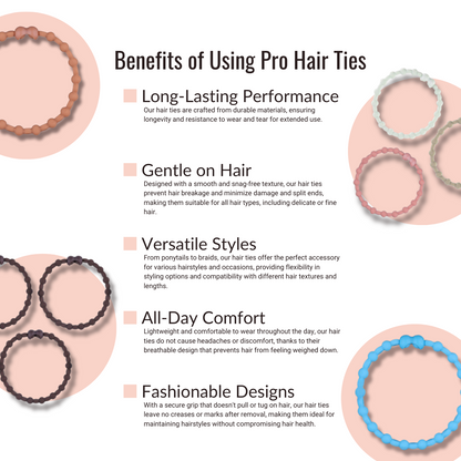 Dark Elegance Pack PRO Hair Ties (6-Pack): Effortless Luxury for Every Hairstyle