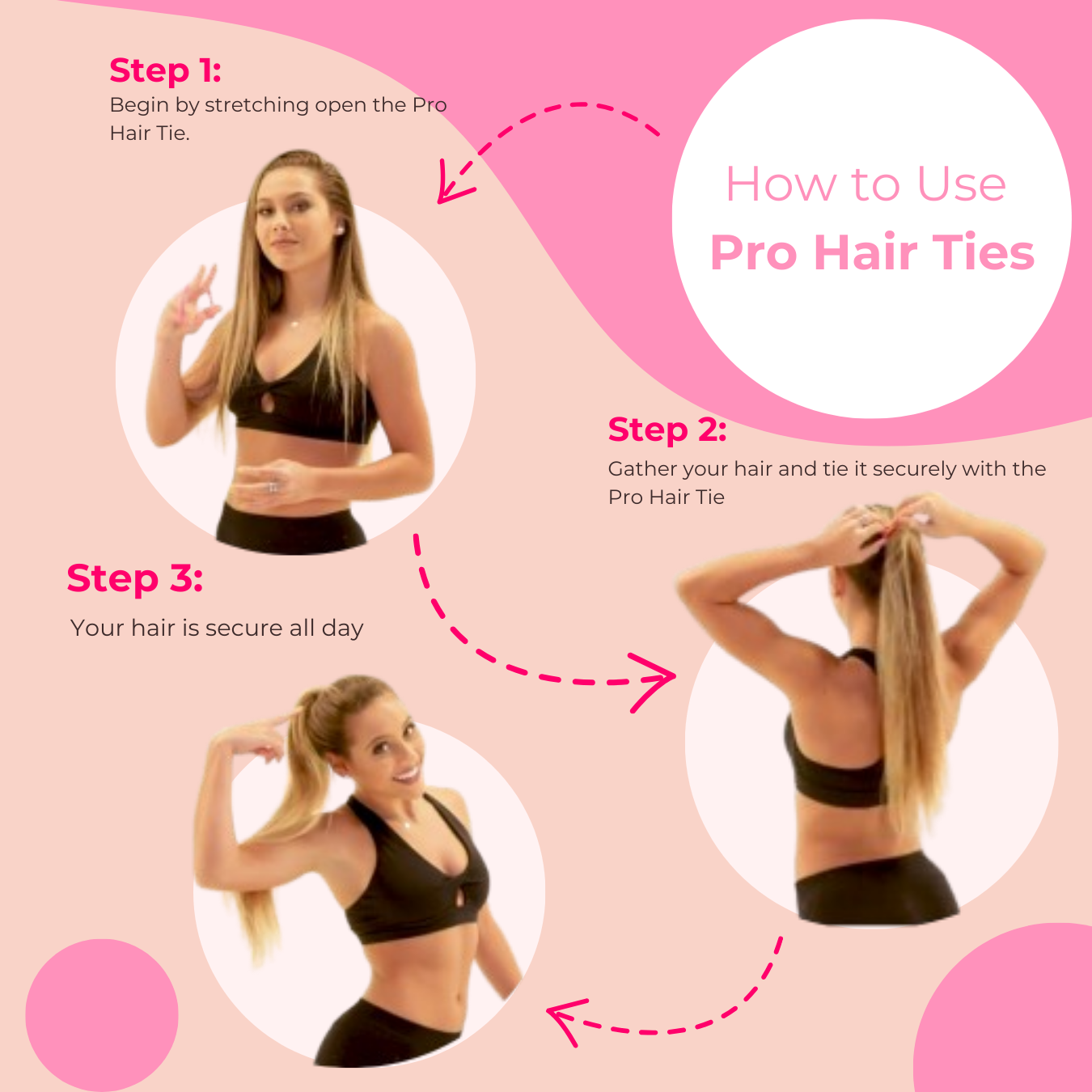 Blush Pro Hair Ties: Release facile réglable pour chaque pack de type de cheveux de 8