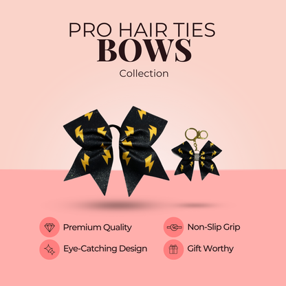 Black Lightning Bolt Cheer Bow Bow Hair Accessory