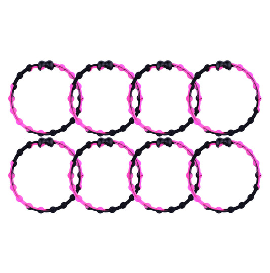 Black & Pink Punch Hair Ties (8 Pack): Playful Contrast for Every Style