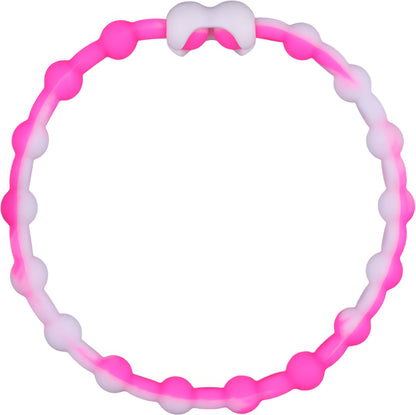 White & Pink PRO Hair Ties: Easy Release Adjustable for Every Hair Type PACK OF 8