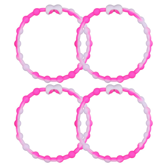 White & Pink Pro Hair Ties (4-Pack): En chic och lekfull kombination för varje stil