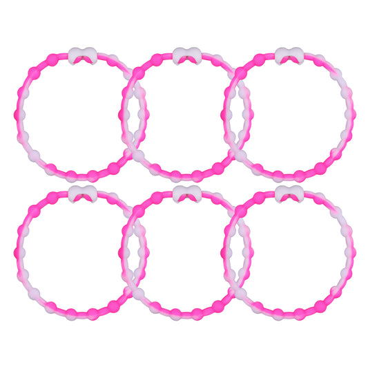 White & Pink Hair Ties (6-Pack) - A Touch of Sweetness for Every Hairstyle