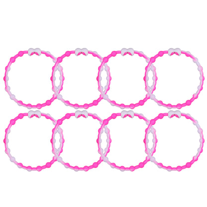 White & Pink PRO Hair Ties: Easy Release Adjustable for Every Hair Type PACK OF 8