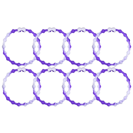 White & Purple PRO Hair Ties: Easy Release Adjustable for Every Hair Type PACK OF 8