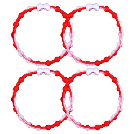 White & Red Pro Hair Ties (4-Pack): Ett djärvt uttalande för din vardagliga stil