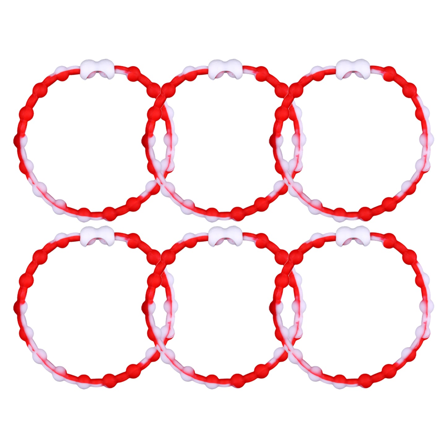 White & Red Hair Ties (6-Pack) - Endless Style for Every Look: Holiday Cheer or Hollywood Glam?