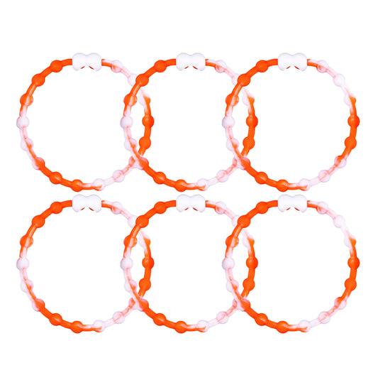 White & Orange Hair Ties (6-Pack) - A Burst of Energy for Every Look