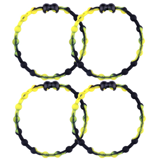 Black Yellow Hair Ties (4 Pack) | Unique Design, Secure Hold, Gentle on Hair