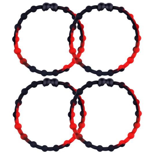 Black Red Hair Ties (4 Pack): Bold Statement, Secure Hold