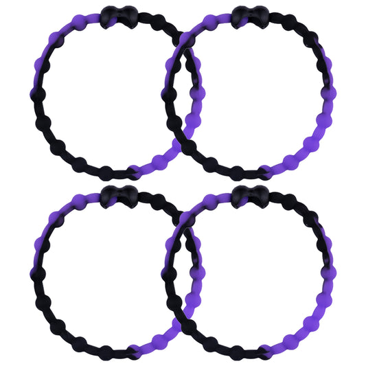 Black Purple Hair Ties (4 Pack) | Stylish, Secure Hold, Edgy Elegance