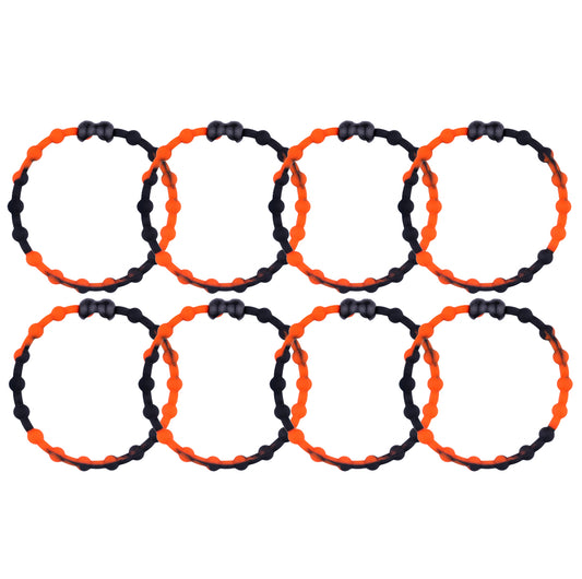 Black & Orange Hair Ties (8 Pack): Classic Meets Citrus for a Striking Look