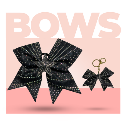 Black Star Cheer Bow Hair Accessory with Glittering Rhinestones