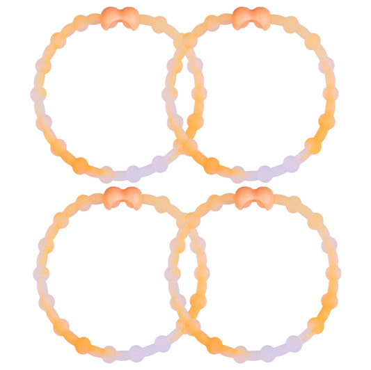 Clear Neon Orange Hair Ties (4-Pack) | Unik stil, säkert grepp, bekvämt slitage