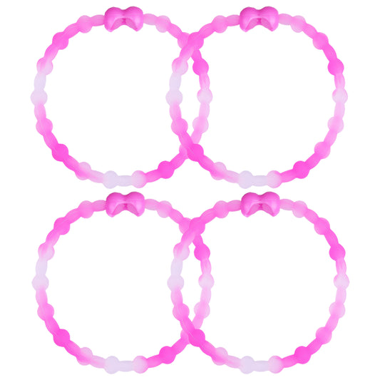 Clear Neon Pink Hair Ties (4-Pack) | Unik stil, säkert grepp, bekvämt slitage