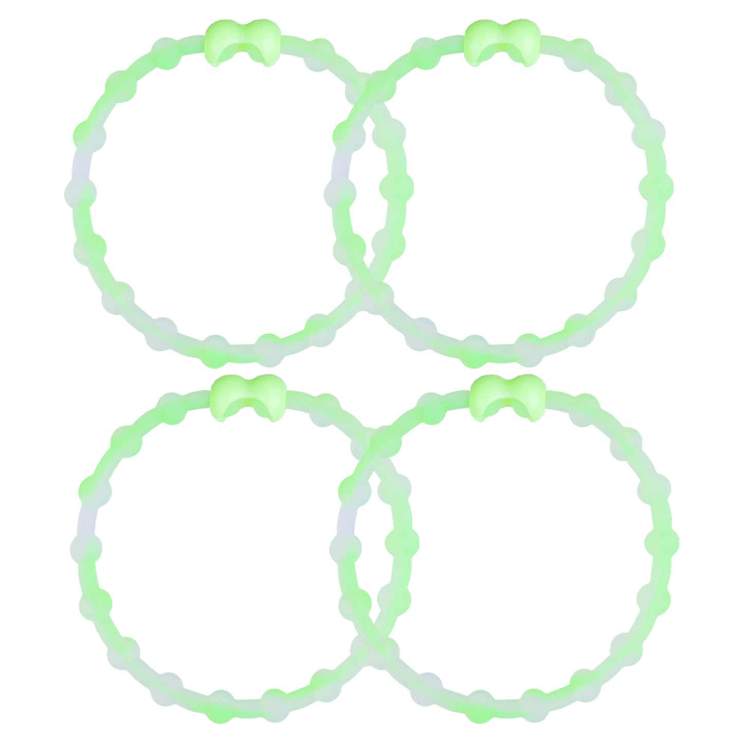 Clear Neon Green Hair Ties (4-Pack) | Unique Style, Secure Hold, Comfortable Wear