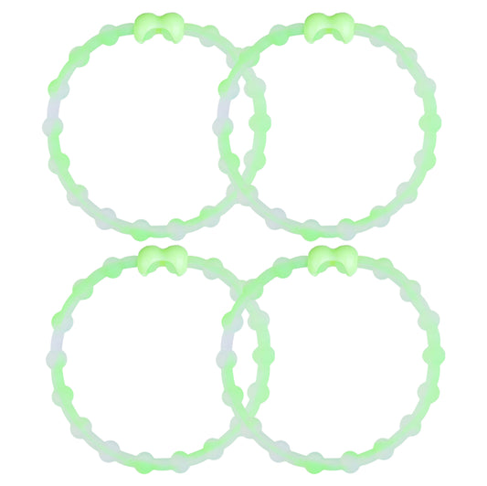 Clear Neon Green Hair Ties (4-Pack) | Unique Style, Secure Hold, Comfortable Wear