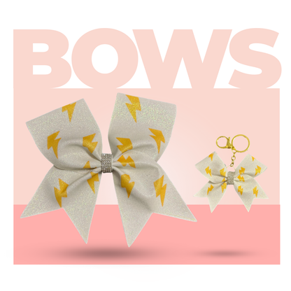 Yellow Lightning Bolt Cheer Bow Hair Accessory