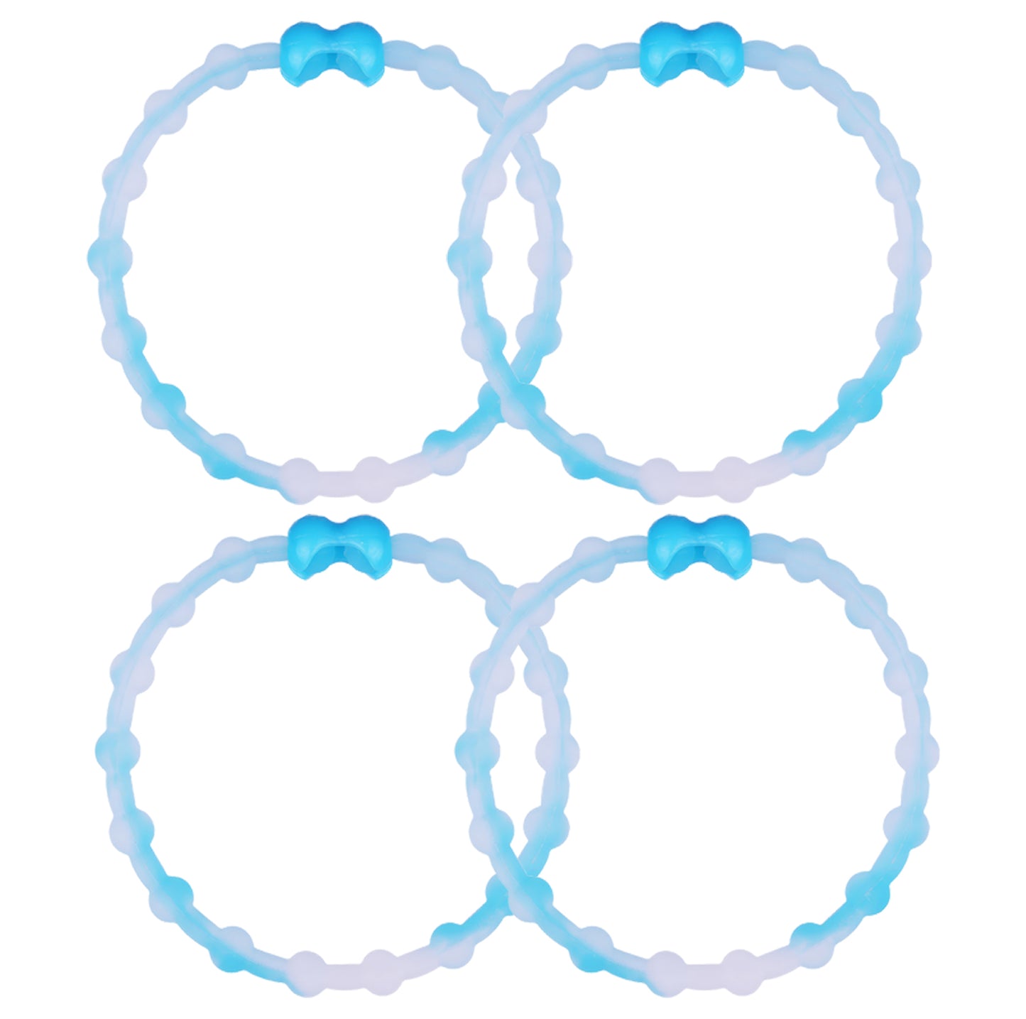 Clear Neon Blue Pro Hair Ties (4-Pack) | Unik stil, säkert grepp, bekvämt slitage