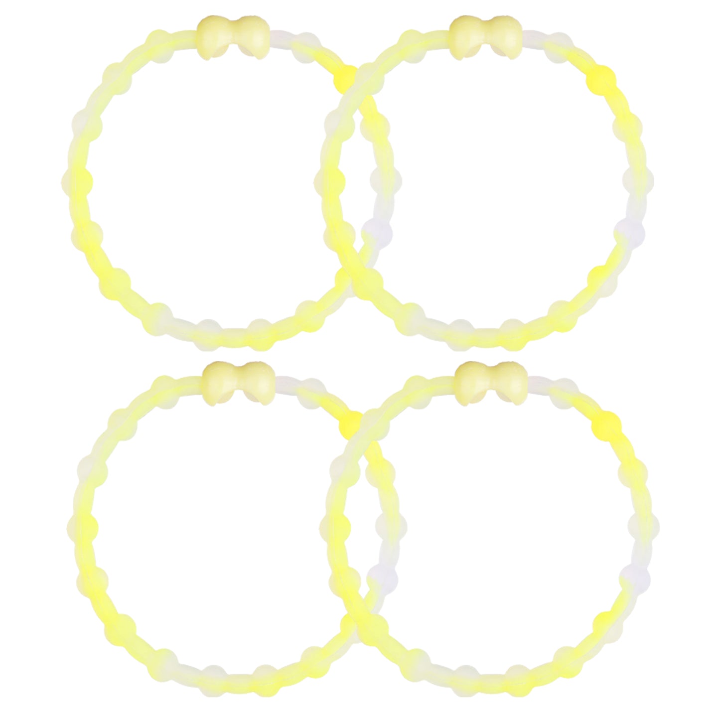 Clear Neon Yellow Hair Ties (4-Pack) | Unik stil, säkert grepp, bekvämt slitage