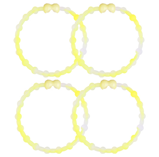 Clear Neon Yellow Hair Ties (4-Pack) | Unik stil, säkert grepp, bekvämt slitage