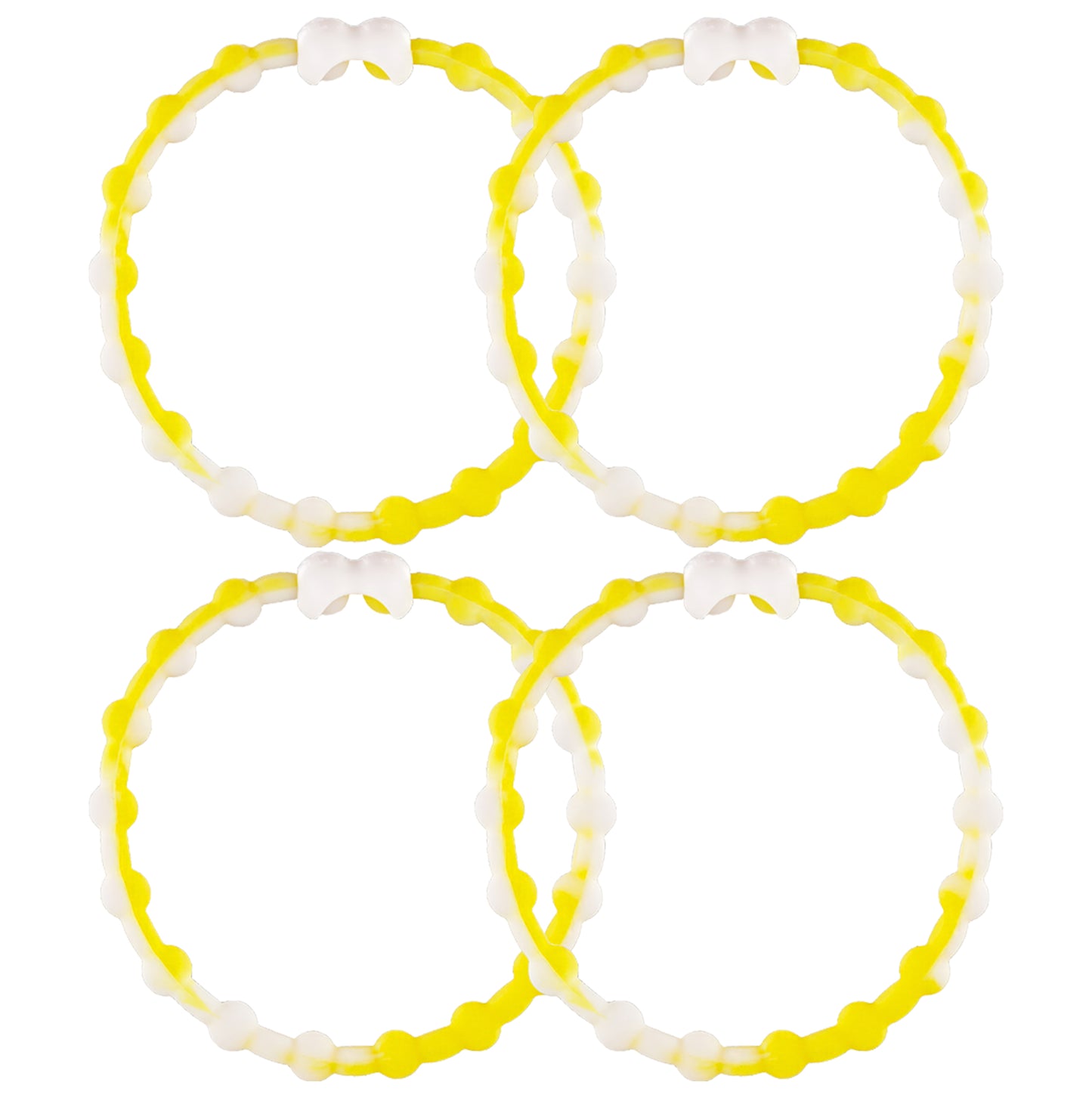 White & Yellow Hair Ties (4-Pack): Sunshine and Purity Unite for Endless Style Options