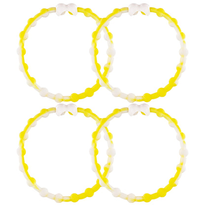 White & Yellow Hair Ties (4-Pack): Sunshine and Purity Unite for Endless Style Options