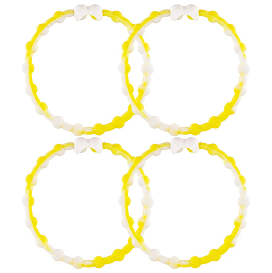 White & Yellow Hair Ties (4-Pack): Sunshine and Purity Unite for Endless Style Options