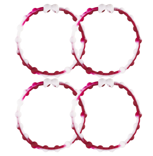 White & Maroon Hair Ties (4-Pack): En touch av sofistikering för din frisyr