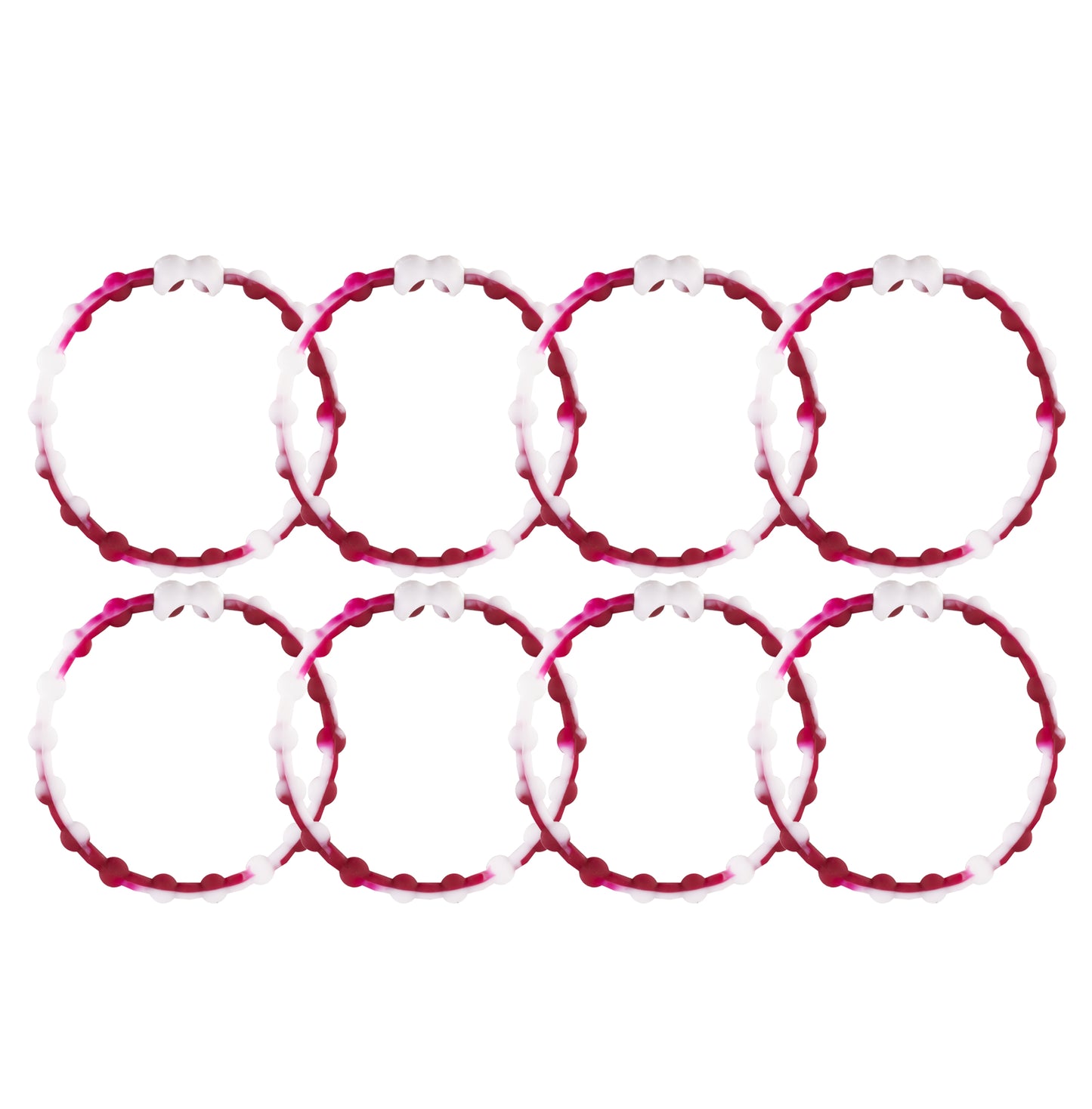 White Maroon Pro Hair Ties: Fácil liberación ajustable para cada paquete tipo cabello de 8