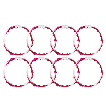 White Maroon Pro Hair Ties: Fácil liberación ajustable para cada paquete tipo cabello de 8