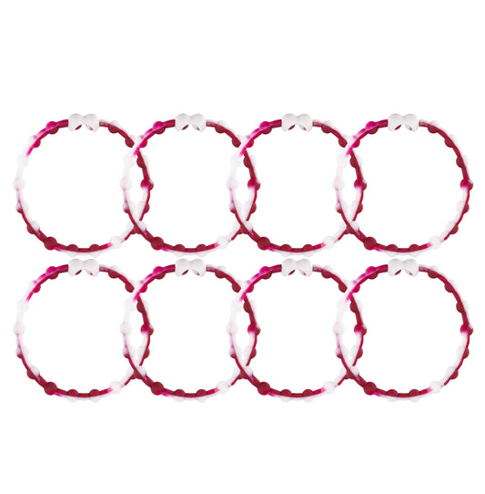 White Maroon PRO Hair Ties: Easy Release Adjustable for Every Hair Type PACK OF 8