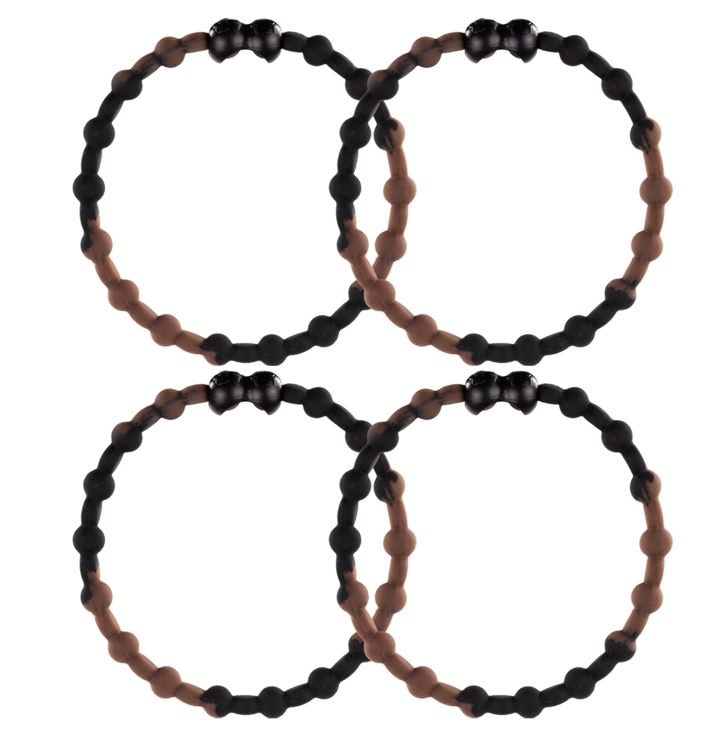 Black Dark Brown Hair Ties (4 Pack) | Unique Design, Secure Hold, Pain-Free