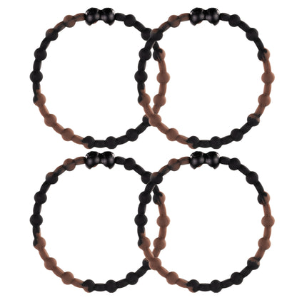 Black Dark Brown Hair Ties (4 Pack) | Unique Design, Secure Hold, Pain-Free