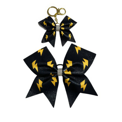 Black Lightning Bolt Cheer Bow Bow Hair Accessory