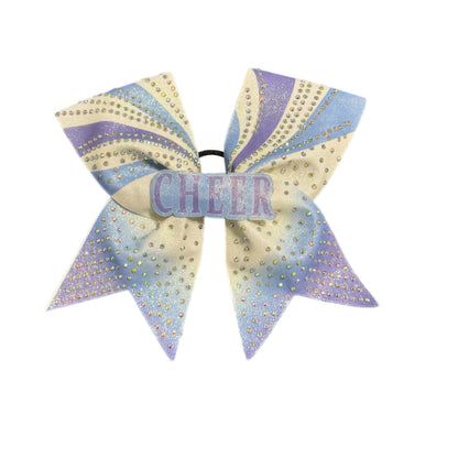 Purple & Teal Cheer Bow Hair Accessory with Glittering Rhinestones