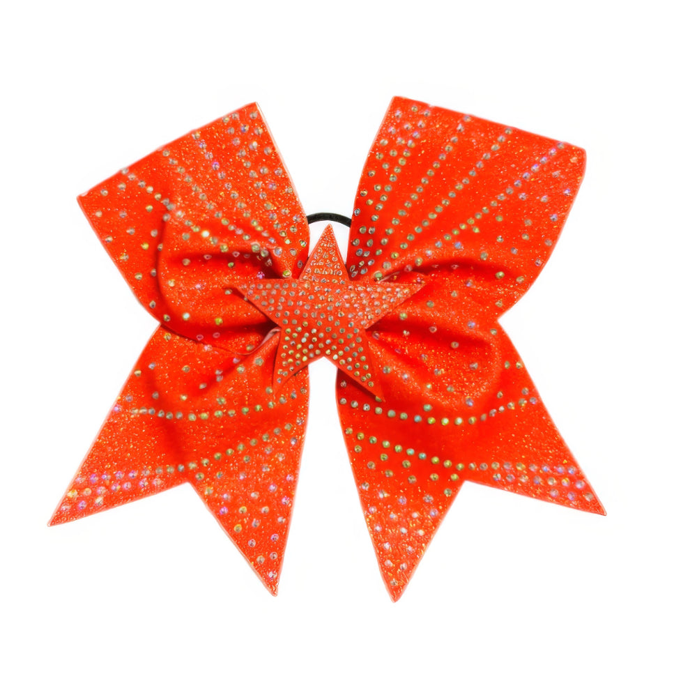 Red Star Cheer Bow Hair Accessoire avec des strass scintillants