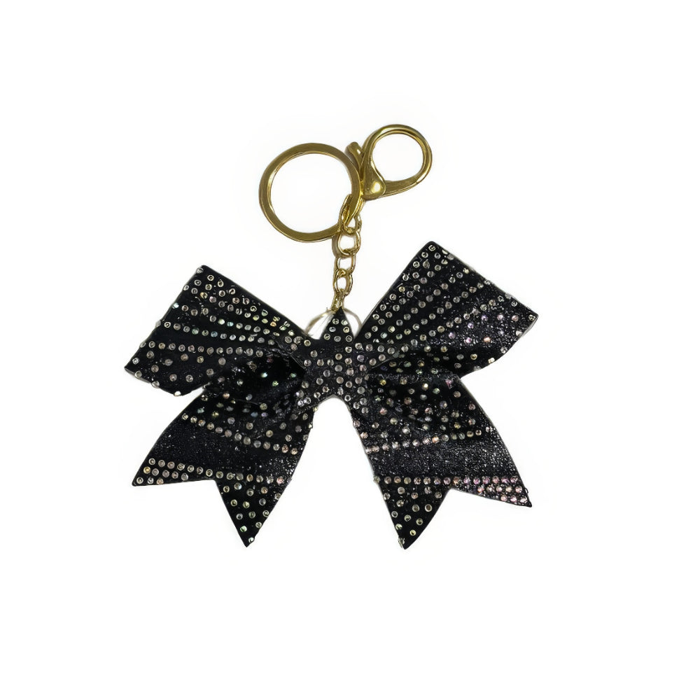 Black Star Cheer Bow Hair Accessory with Glittering Rhinestones