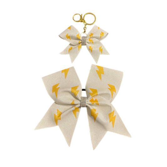 Yellow Lightning Bolt Cheer Bow Hair Accessory