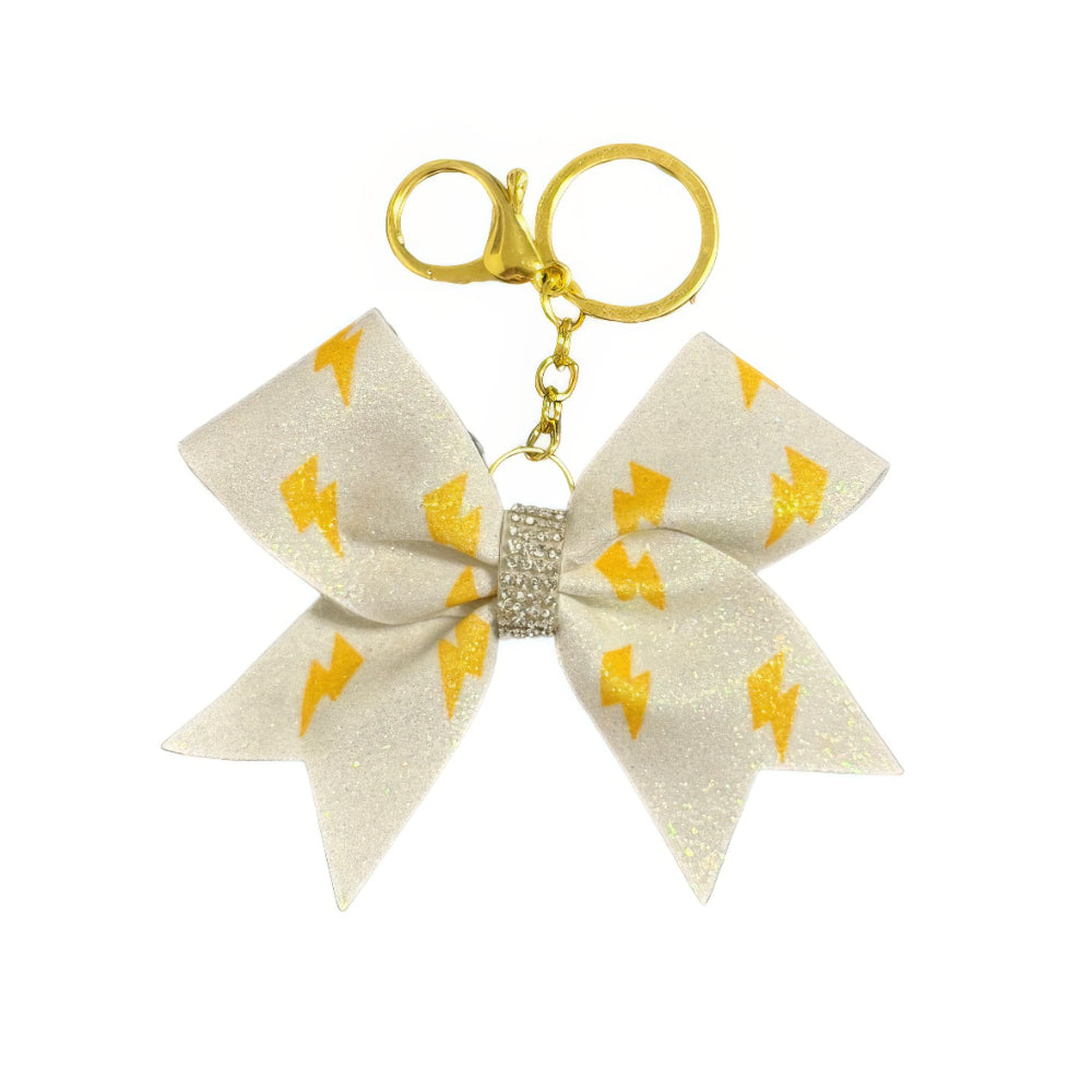 Yellow Lightning Bolt Cheer Bow Hair Accessory