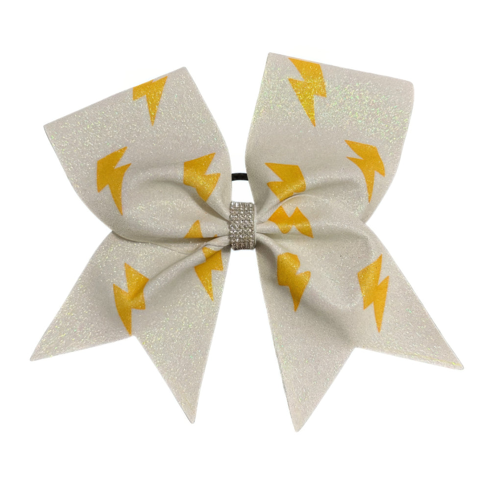 Yellow Lightning Bolt Cheer Bow Hair Accessory