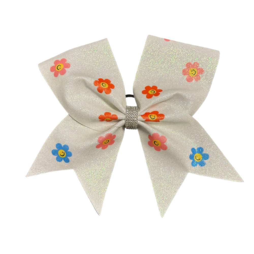 Smiley Flower Cheer Bow Hair Accessory