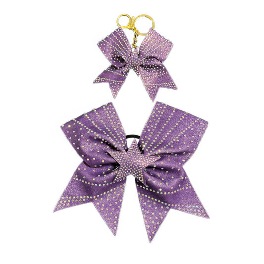 Sparkling Purple Star Cheer Bow Hair Accessory with Glittering Rhinestones