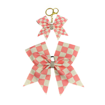 Checkered Cheer Bow Hair Accessory