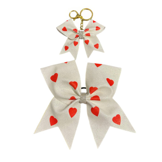 Red Heart Cheer Bow Hair Accessory