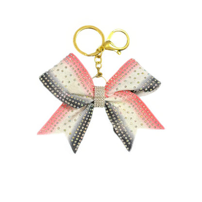 Pink and Black Gradient Cheer Bow Hair Accessory with Glittering Rhinestones