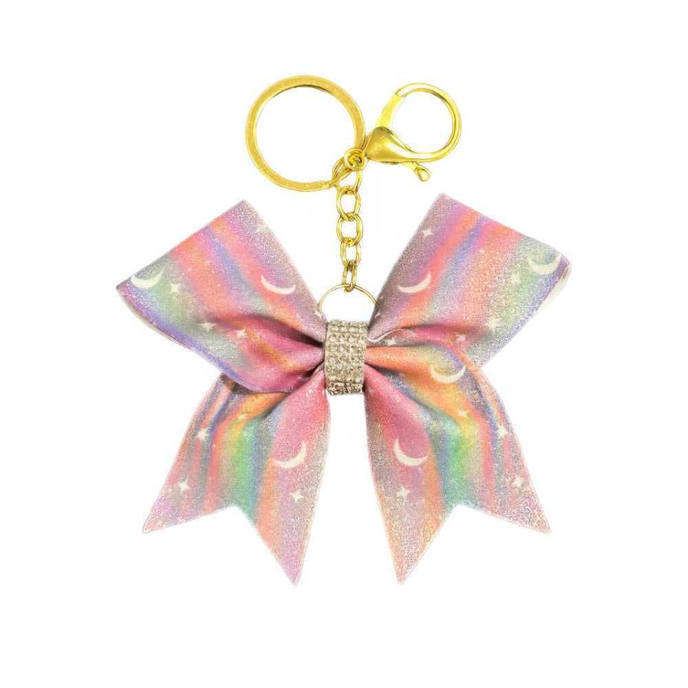 Rainbow Moon and Stars Cheer Bow Hair Accessory