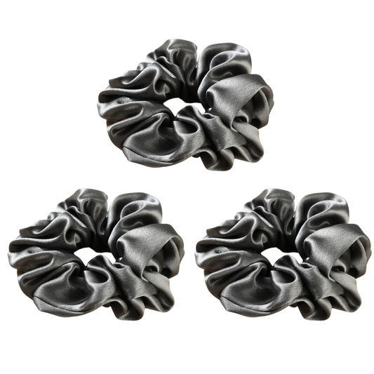 Roserel Mulberry Silk Charcoal Midnight Scrunchie 3 Pack