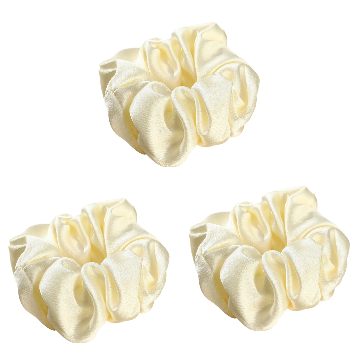 Roserel Mulberry Silk Cream Champagne Scrunchie 3 Pack